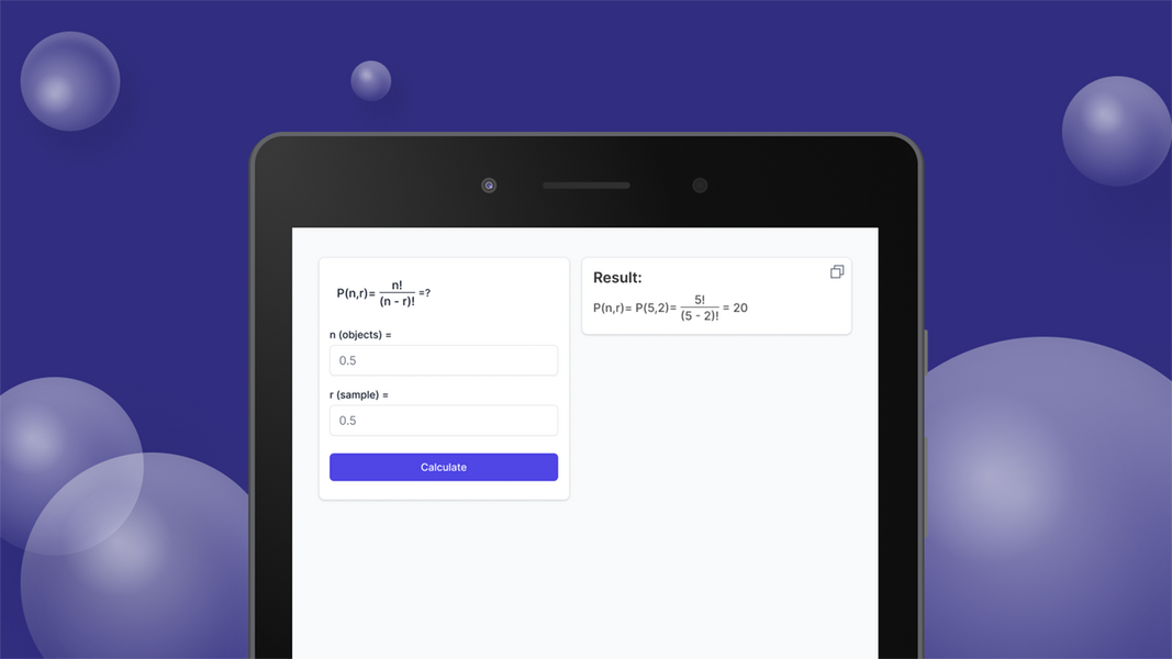 Permutations Calculator Screenshot 2