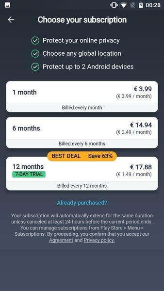 AVG Secure VPN – Sicherheit Screenshot 1