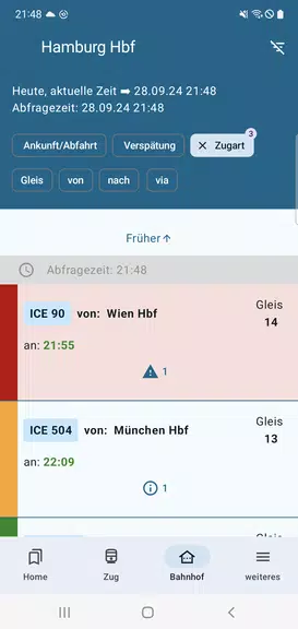 Schermata Ist mein Zug pünktlich? 2