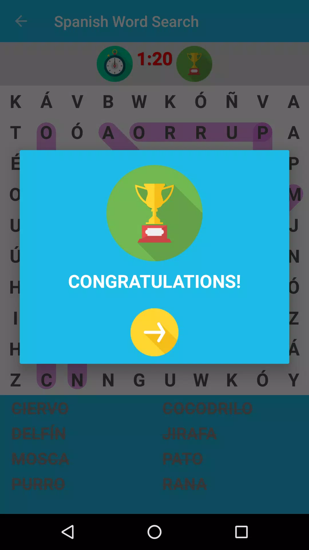 Spanish Word Search Game Screenshot 2