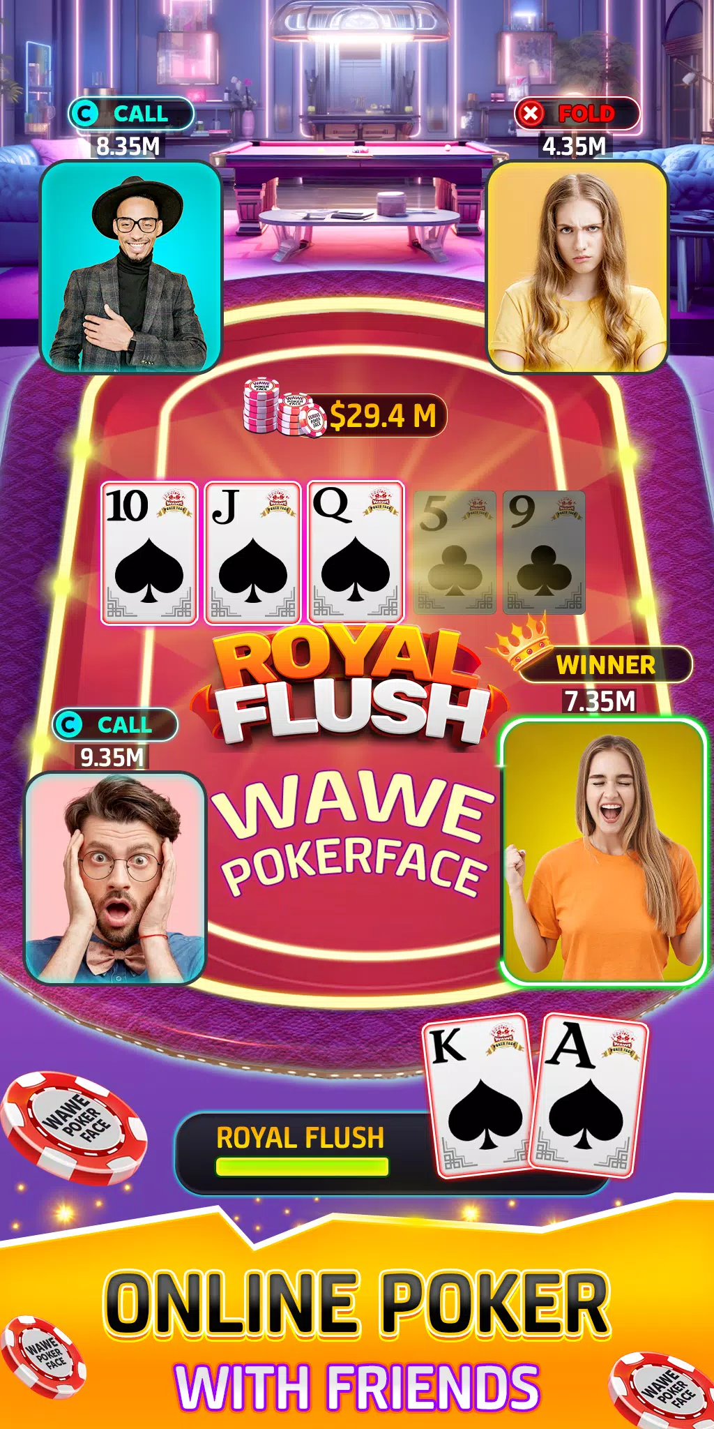 Wawe Poker Face - Holdem Poker Capture d'écran 1