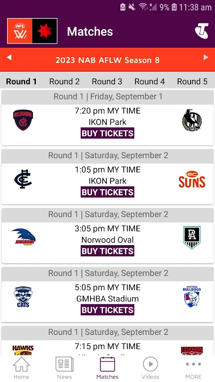 AFLW Official App Скриншот 3