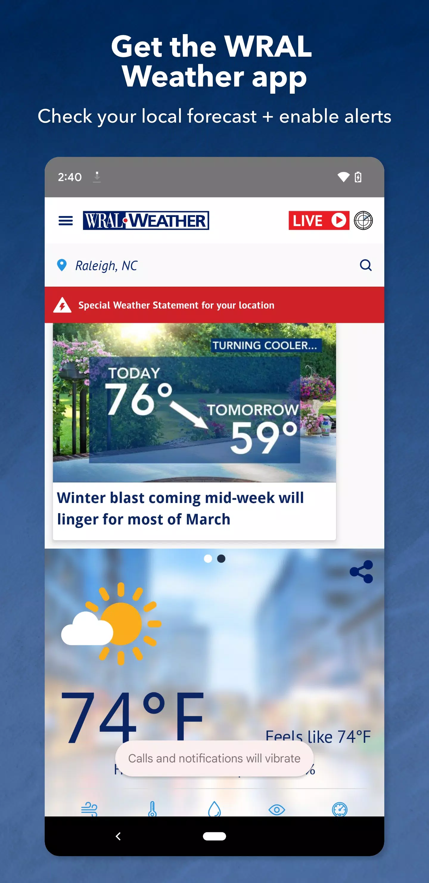 WRAL Weather Скриншот 1