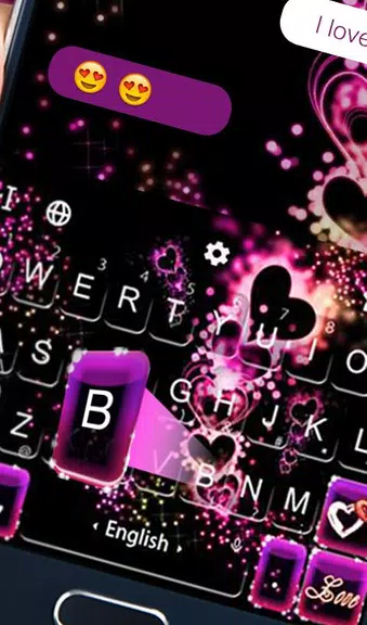 Sparkling Purple Heart Keyboard Theme应用截图第3张