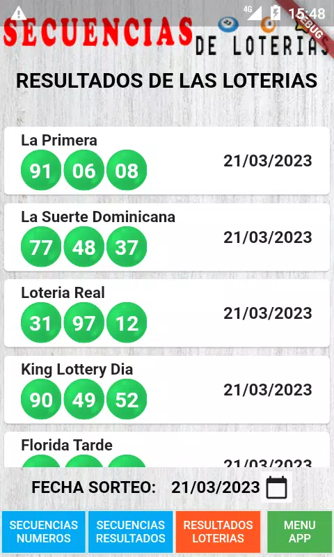 Schermata Secuencias de Loterias 2