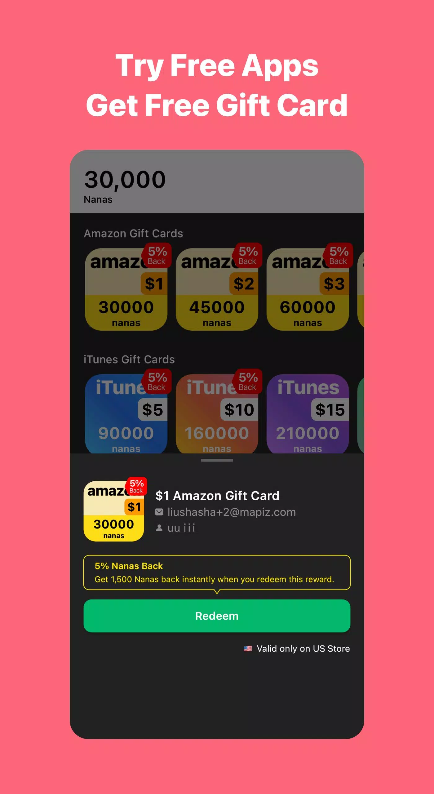 AppNana: Gift Cards Rewards Screenshot 2
