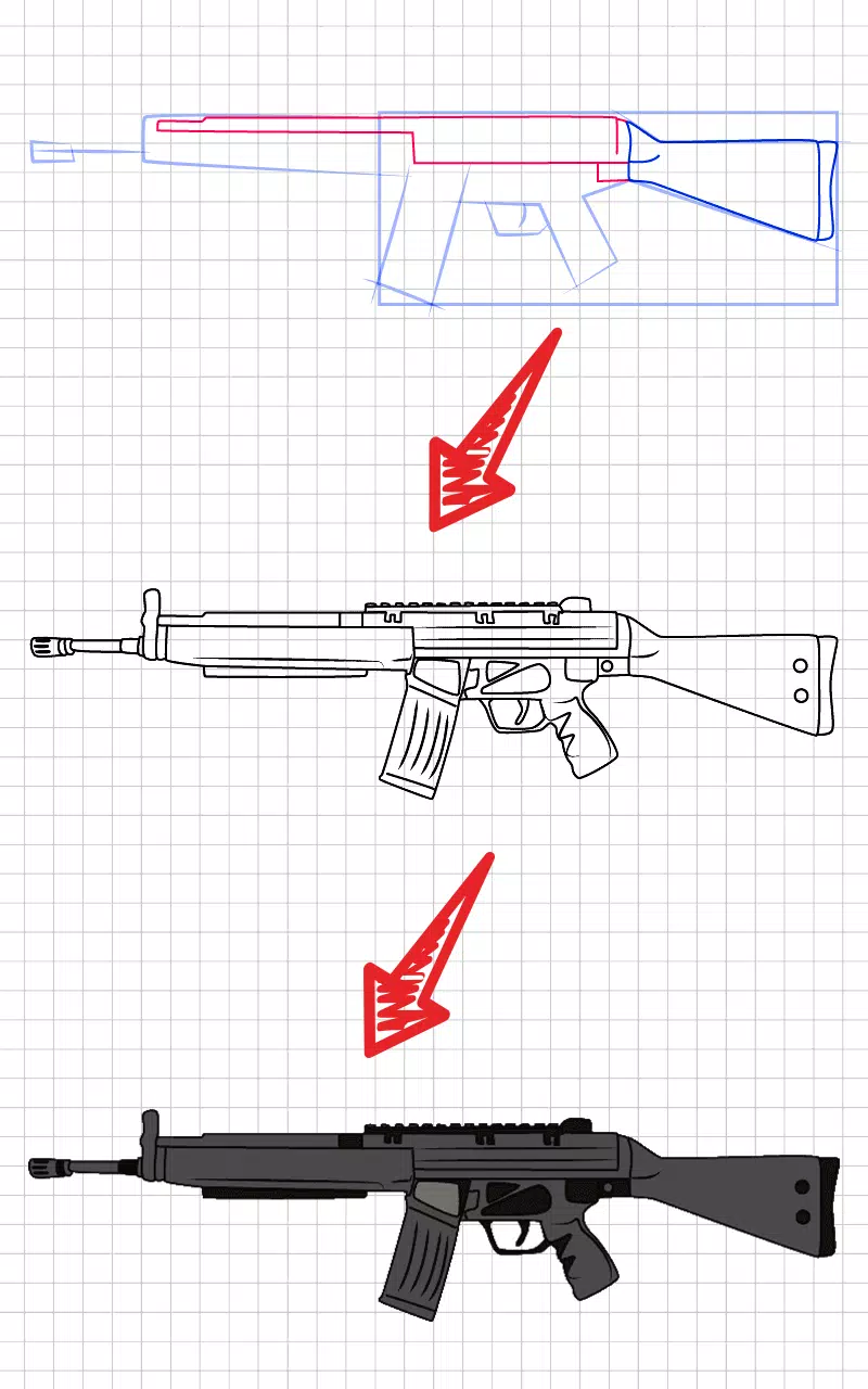 How to draw weapons step by st Schermafbeelding 3