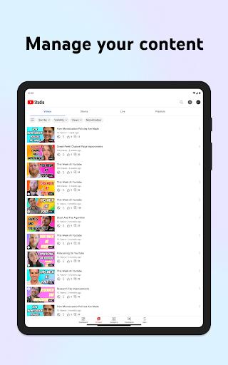 YouTube Studio Captura de pantalla 1
