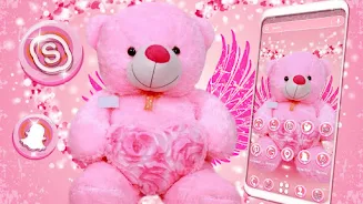 Pink Teddy Bear Theme ภาพหน้าจอ 2