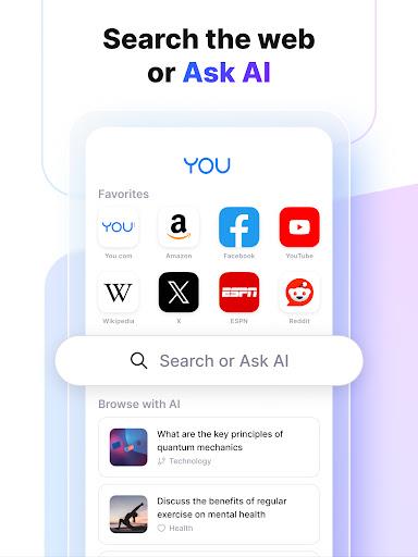 You.com AI Search and Browse スクリーンショット 2