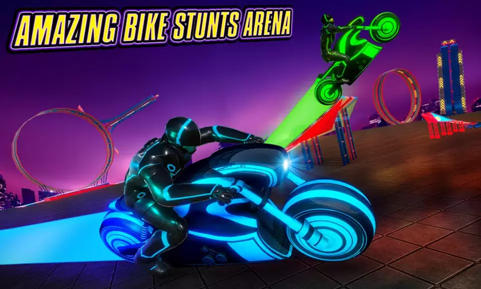 Light Bike Stunt Racing Game ภาพหน้าจอ 3