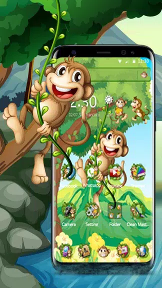 The Cute Cartoon Monkey Theme Ảnh chụp màn hình 1