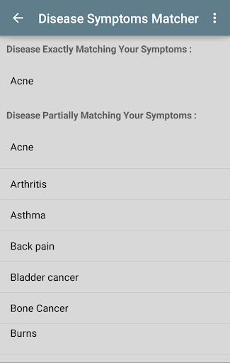 Disease Symptoms Matcher Schermafbeelding 1