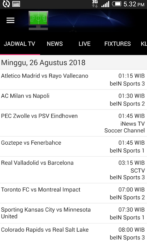 Jadwal Siaran Langsung Screenshot 1