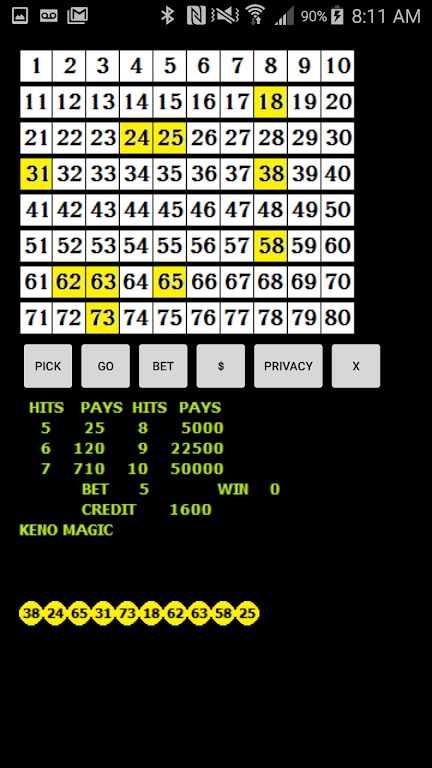Keno Magic Screenshot 2
