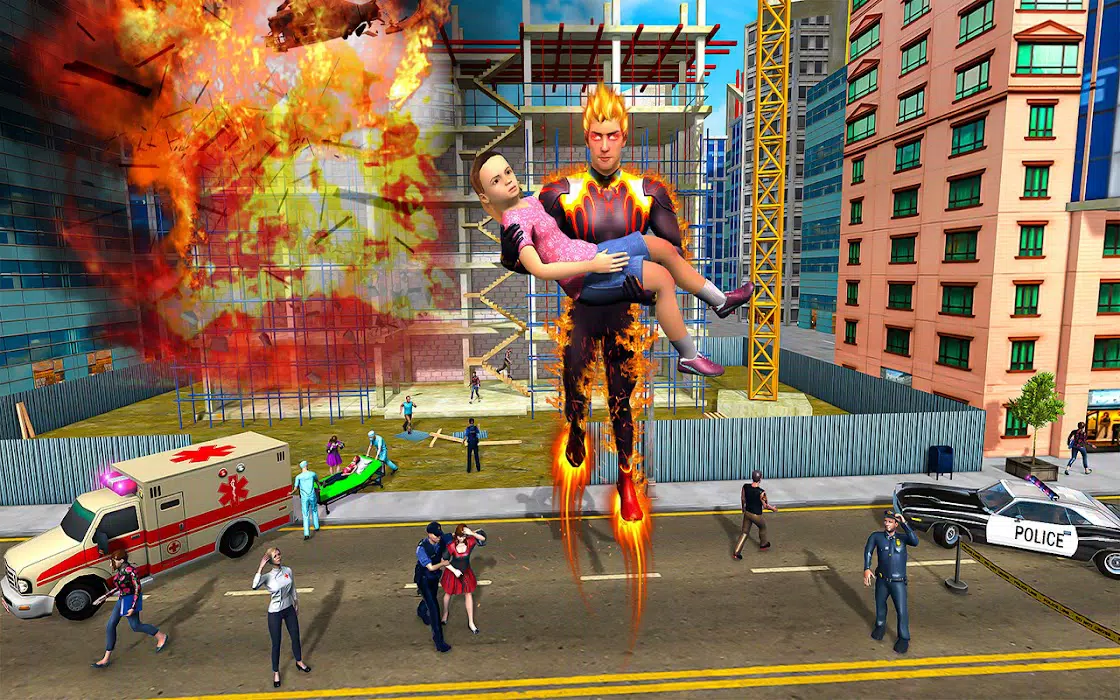Superhero Fly 3D Rescue ဖန်သားပြင်ဓာတ်ပုံ 3
