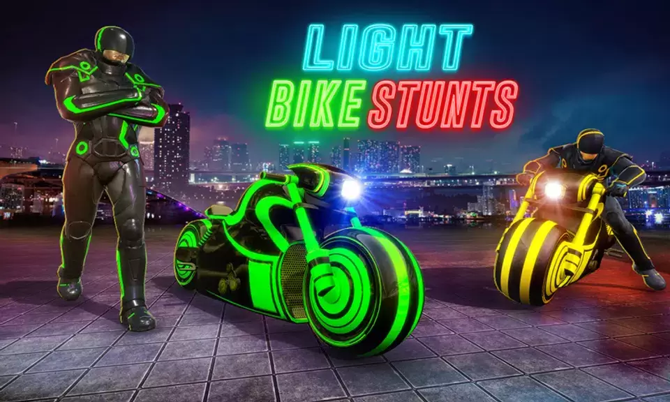 Light Bike Stunt Racing Game ภาพหน้าจอ 4