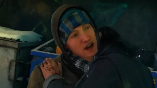 Vampire: The Masquerade - Bloodlines 2 player character Phyre sucking the blood out of the neck of a civilian