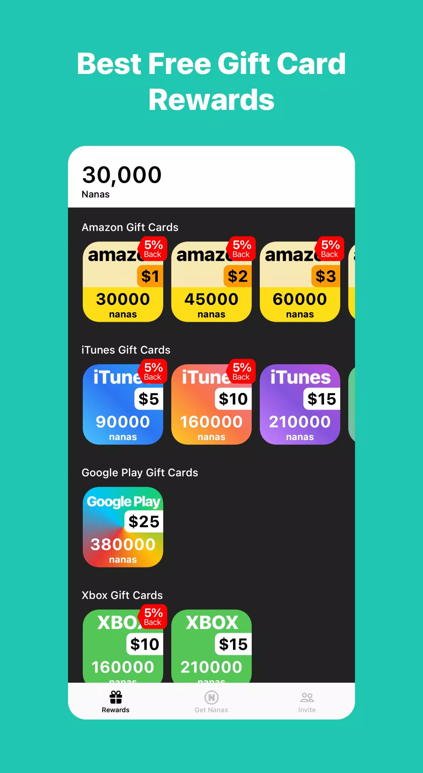 AppNana: Gift Cards Rewards Screenshot 1
