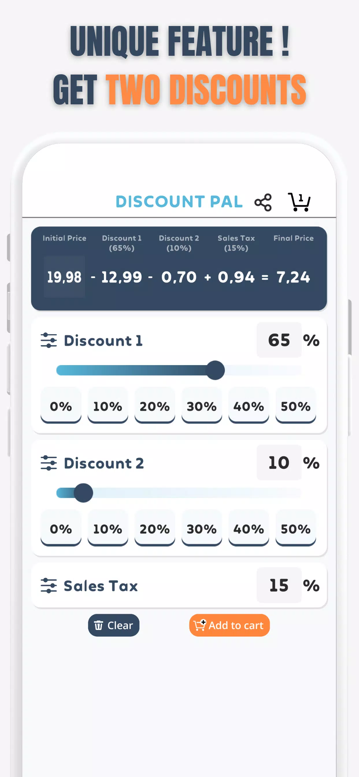 Percent Off Shoping Calculator Screenshot 3