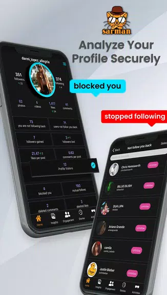 Sarman Instagram Analyzer: Followers & Unfollowers Captura de tela 1