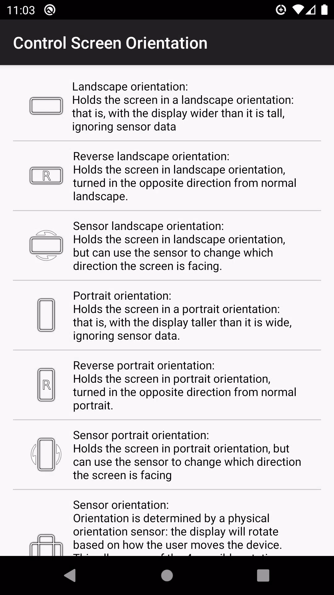 control screen rotation Capture d'écran 2
