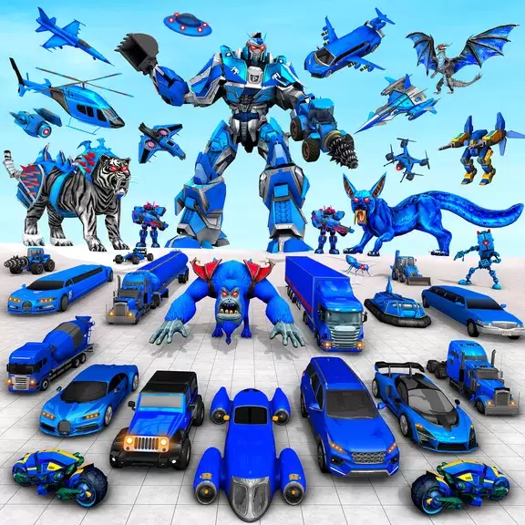 Police Tiger Robot Car Game 3d Captura de pantalla 1