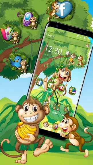 The Cute Cartoon Monkey Theme Ảnh chụp màn hình 2