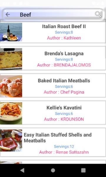 Schermata Italian Meal Recipes 4