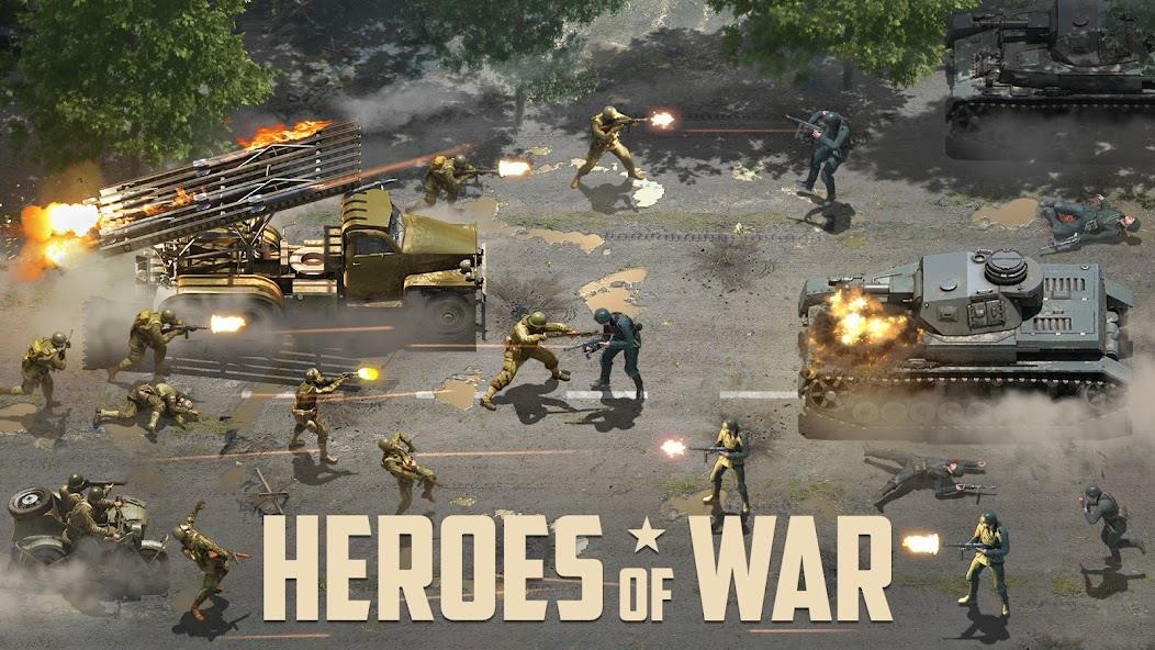 Heroes of War: Idle army game Mod Schermafbeelding 1