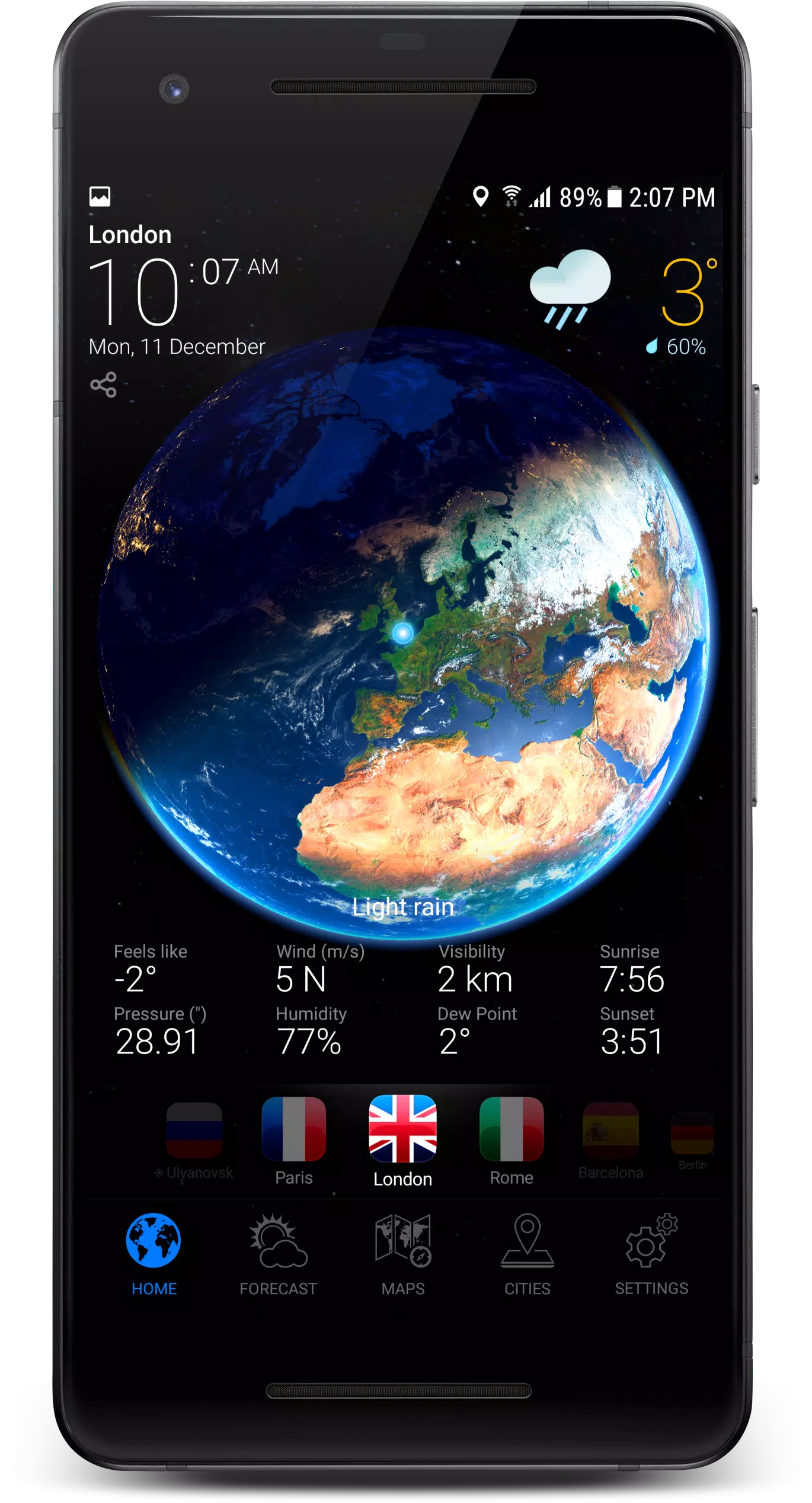 3D EARTH PRO - local forecast Tangkapan skrin 1