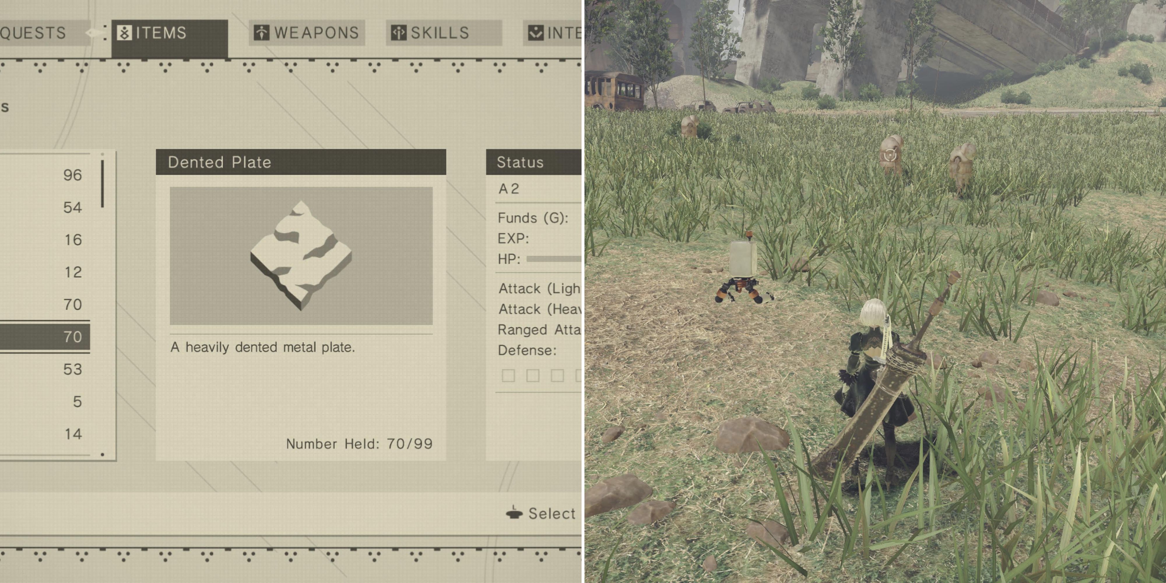 NieR: Automata - Dove trovare piastre ammaccate