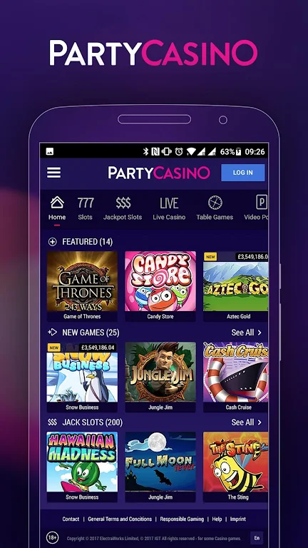 PartyCasino Casino: Roulette, Blackjack, & Slots Tangkapan skrin 1