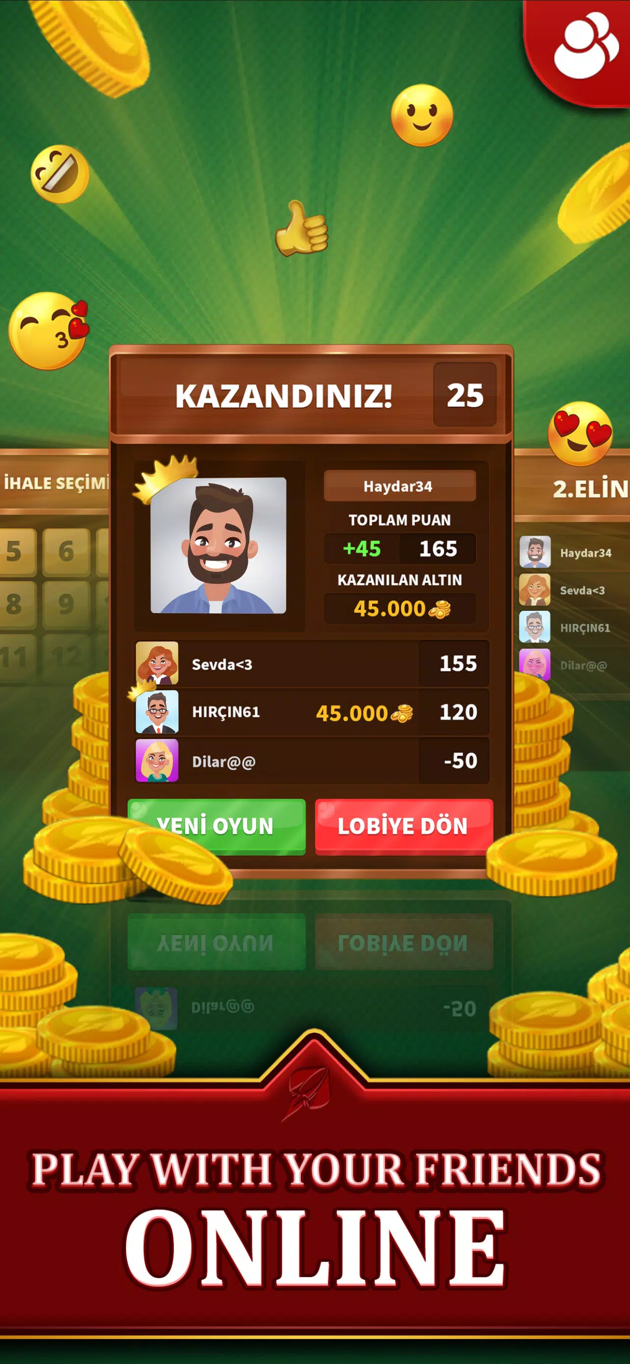 Spades - Batak Online HD Capture d'écran 4