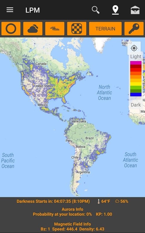 Light Pollution Map - Dark Sky ဖန်သားပြင်ဓာတ်ပုံ 1