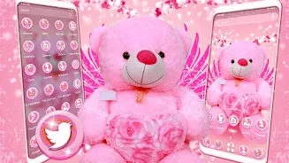 Pink Teddy Bear Theme ภาพหน้าจอ 1