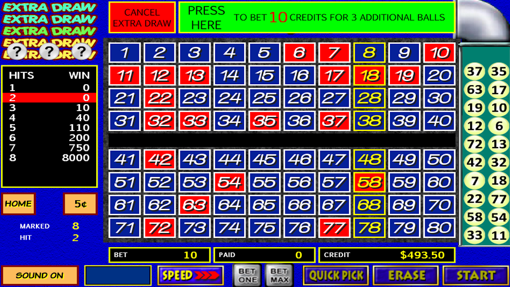 Schermata Draw 3 Extra Keno Balls 1
