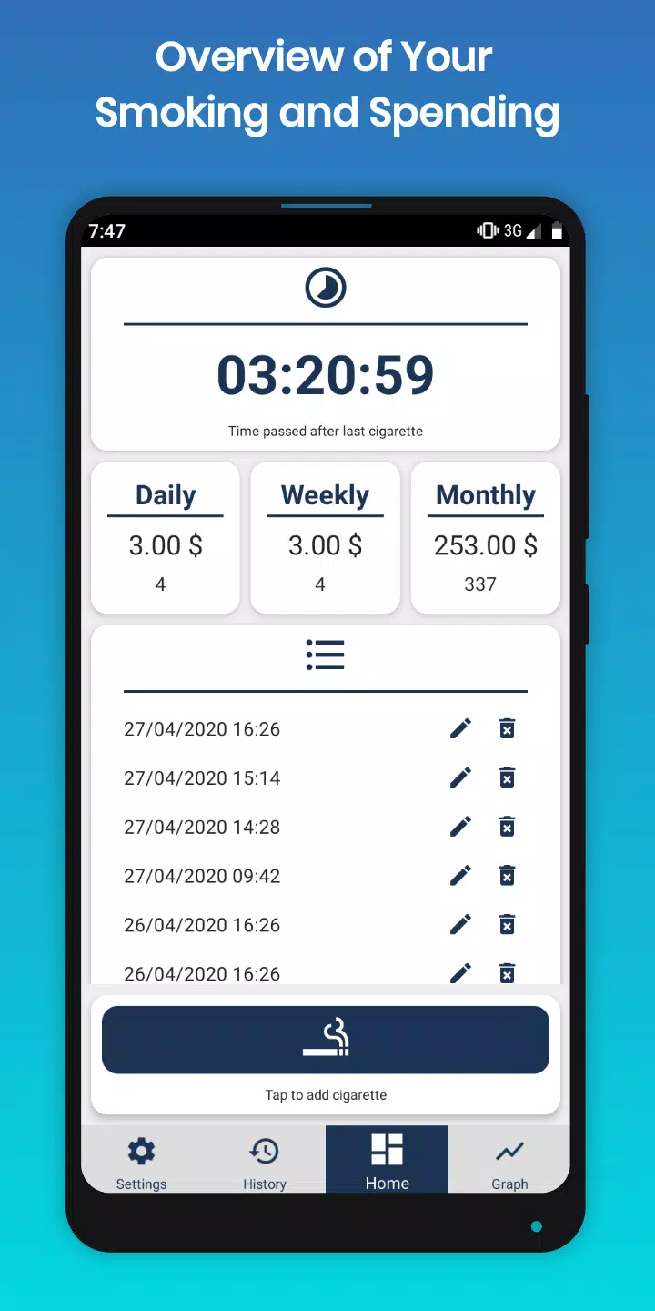Cigarette Counter and Tracker Screenshot 2