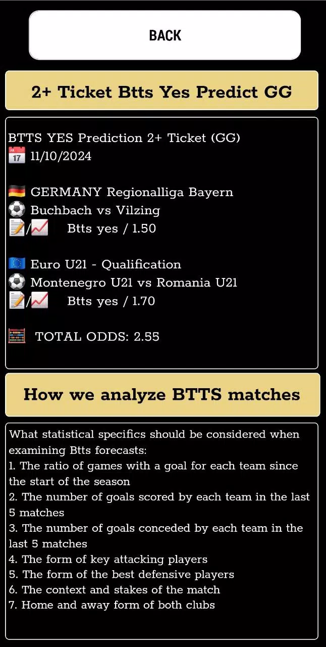 Btts predictions gg/ng Screenshot 2