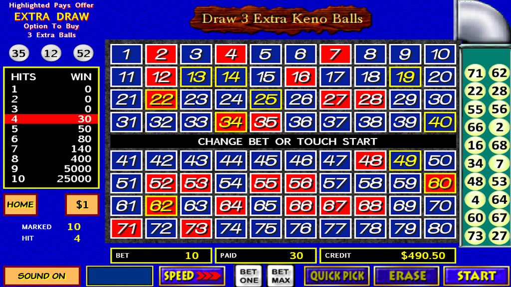 Schermata Draw 3 Extra Keno Balls 2