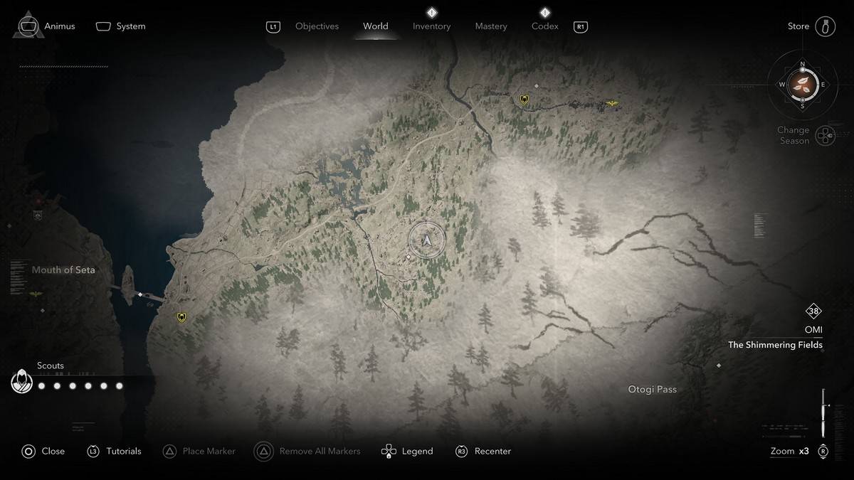 Emplacement légendaire Sumi-E dans Assassin's Creed Shadows.