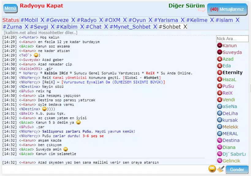 Mirc Sohbet Chat Odaları Captura de pantalla 3