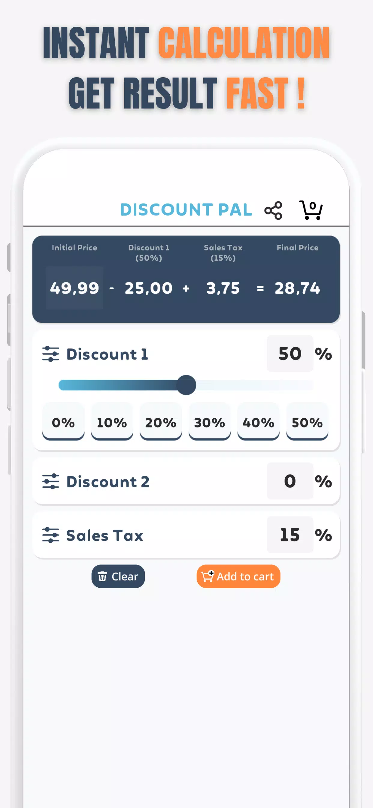 Percent Off Shoping Calculator Screenshot 1