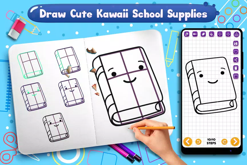 Learn to Draw School Supplies Ekran Görüntüsü 1