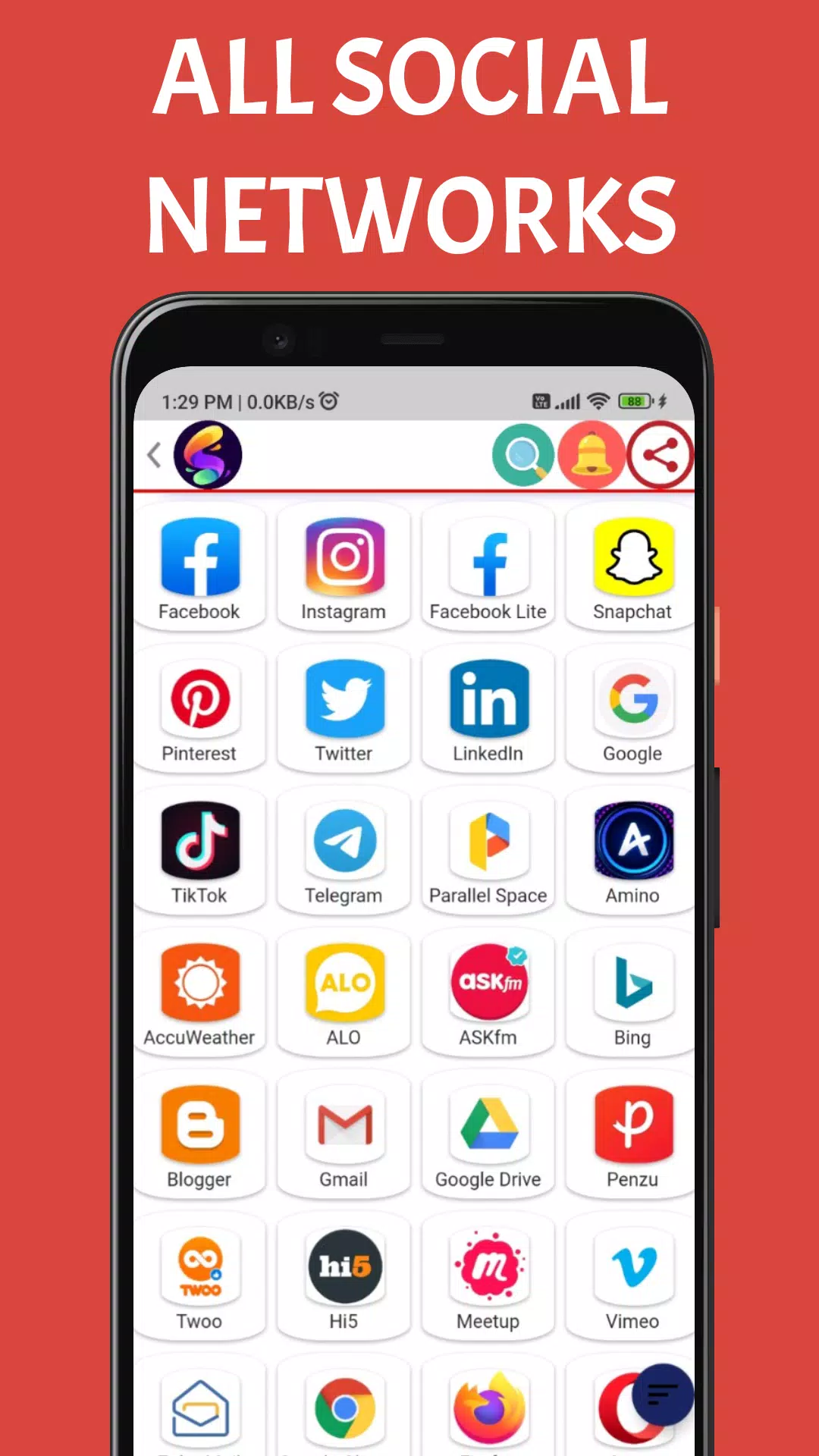 Schermata Snowzo : All Social Media Apps 2