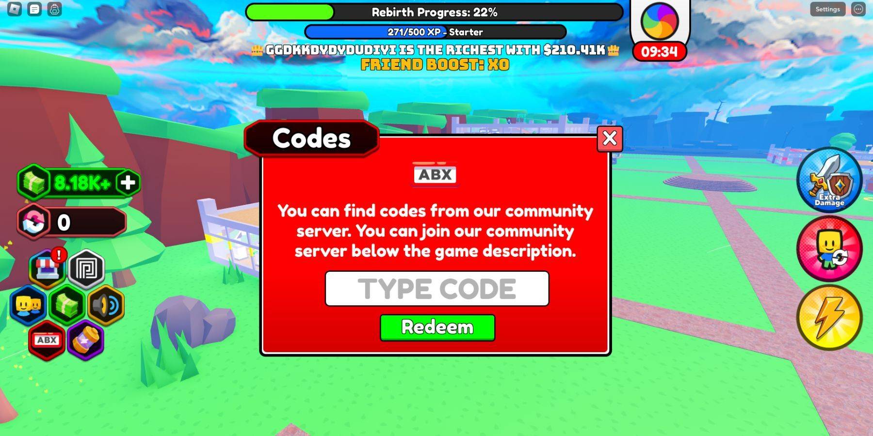 Code Redemption Interface