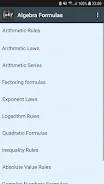 Schermata Math Formulas Algebra 1