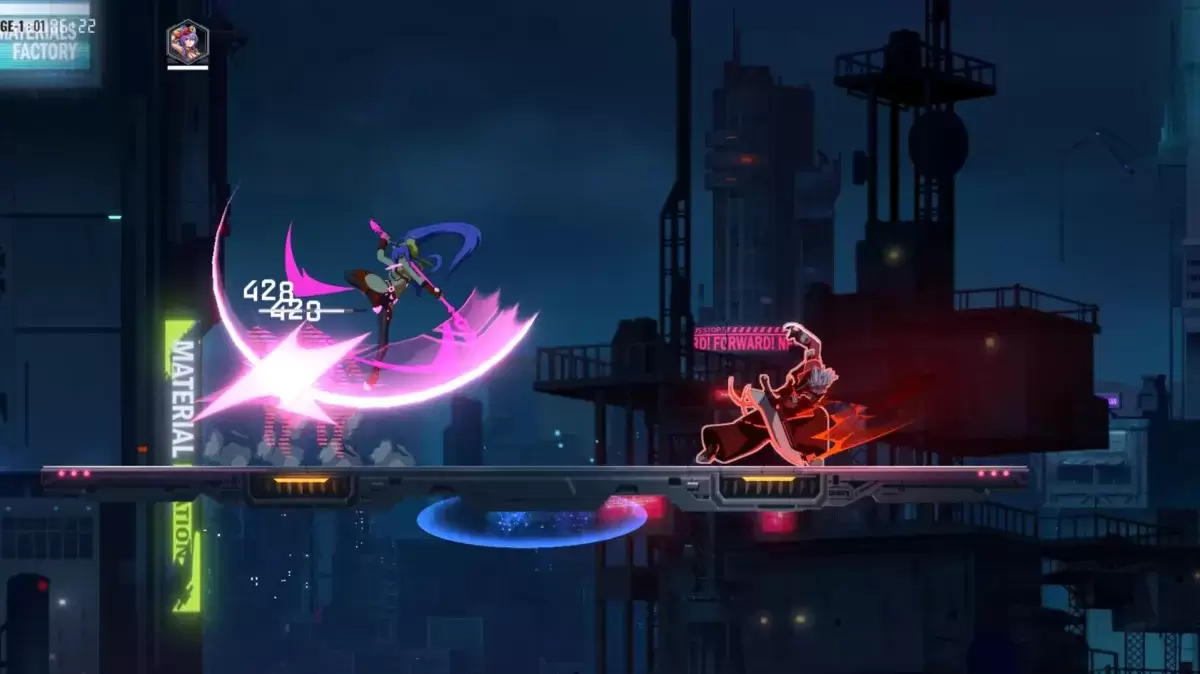 Isang prototype sa blazblue entropy effect na gumaganap ng isang pag -atake sa midair
