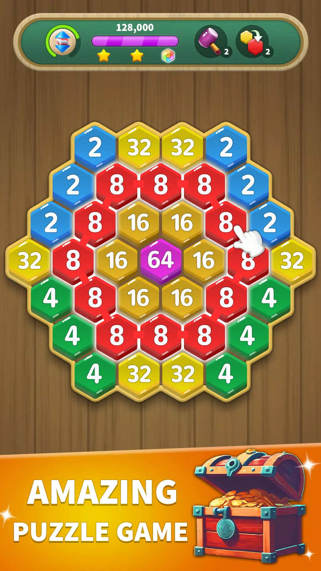 Hexa Connect: 2048 Puzzle スクリーンショット 1