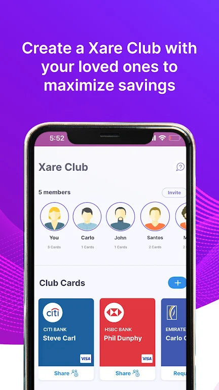 Xare - Share Debit,Credit card Скриншот 2